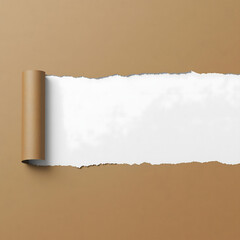A roll of white paper peeled back to reveal a blank space on a brown background