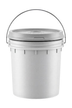 Heavy-duty vinyl spackling compound in a large bucket.