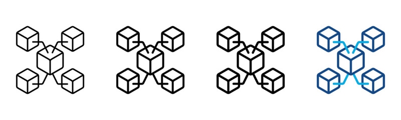 Blockchain Icon Different Style Outline Collection Set Vector Illustration