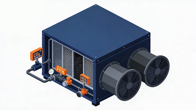 Carbon Capture Icon | Minimalist 3D Isometric Art of DAC Technology & Environmental Engineering