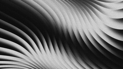Obraz premium Abstract Black and White Curved Lines Background with Grainy Texture