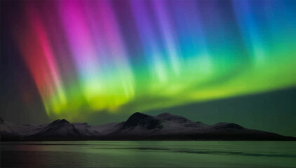 A vector illustration of the mysterious phenomenon of the northern lights. © Dzianis