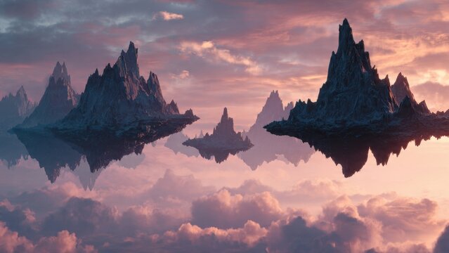 Floating Mountains in a Dreamlike Landscape