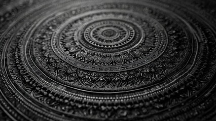 Obraz premium Intricate Circular Pattern in Black and Silver