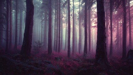 Fototapeta premium Mystical Forest with Fog