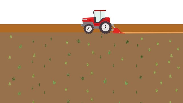 トラクターで耕運している動画素材です。