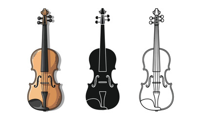 Three violins in different styles and colors © Thysl2000