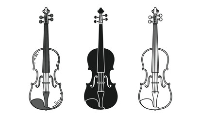 Three violins in different styles and colors