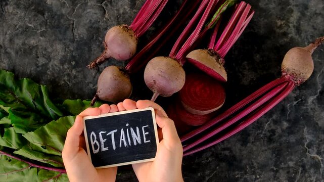 Beets contain betaine on the table. Selective focus.
