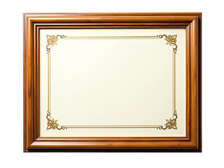 Fototapeta premium A picture frame with a gold border on a white background, ideal for framing art or photos