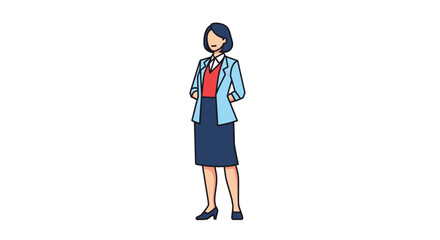 Businesswoman in a blue blazer standing.