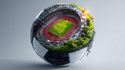 Sustainable Stadium Concept with Green Field and Eco Friendly Design