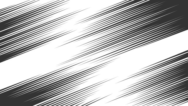 Abstract diagonal speed lines on white background. Dynamic motion effect in monochrome comic style.