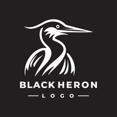 Fototapeta premium Minimalist black heron bird logo design featuring a sleek elegant silhouette profile inside a circle for wildlife conservation branding and corporate identity modern vector illustration
