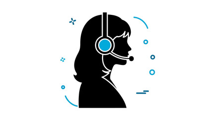 Woman Wearing Headset with Microphone.