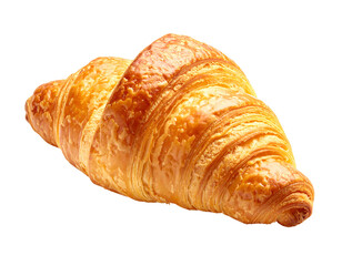 Golden baked croissant isolated on white background delicious pastry. © Clara