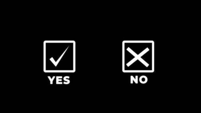 Animated yes or no icon . Tick or check mark and cross mark signs icon animation. False and true, right and wrong on green background.
