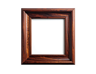 Fototapeta premium Wooden picture frame with a square opening on white background.