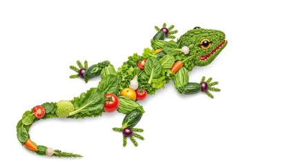 Obraz premium Creative lizard made of fresh vegetables on white