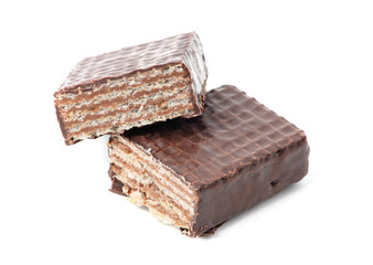 Waffle chocolate bars isolated on white background