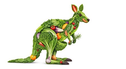 Obraz premium Kangaroo made from fresh vegetables, healthy food concept
