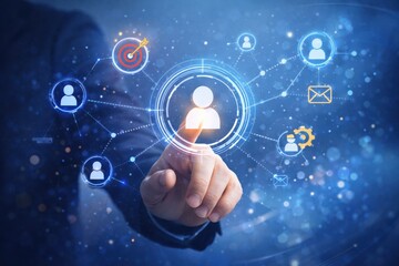 Fototapeta premium Exploring the Digital Touchpoint: A Manifestation of User Engagement in Modern Technological Interfaces and Communication Networks