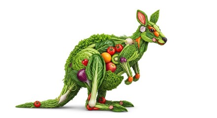 Obraz premium Kangaroo made of vegetables, healthy eating concept