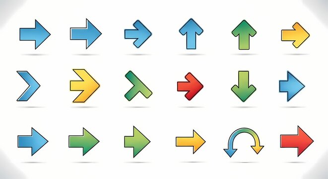 Set of colorful arrow vector icons set