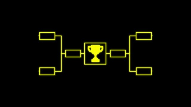 32 team tournament bracket championship template animation isolated on black background. Championship bracket schedule for sports, football, 4k video animation concept