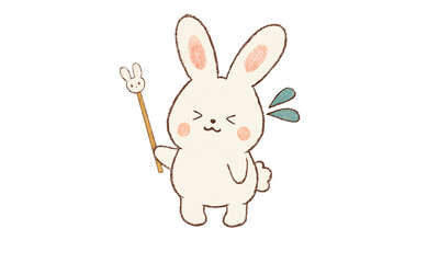 プレゼンに焦る左向きのうさぎ © しろみ