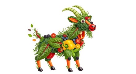 Obraz premium Vegetable goat art. Creative food sculpture.