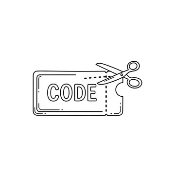 Creative Digital Code Tag with Scissors for Coding and Programming Concepts