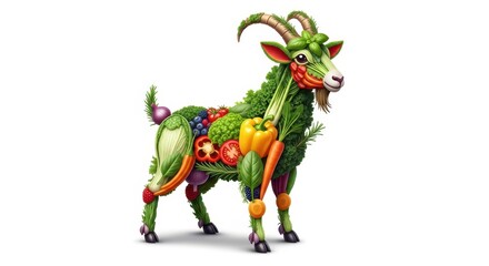 Fototapeta premium Vegetable Goat: Healthy Food Animal Art