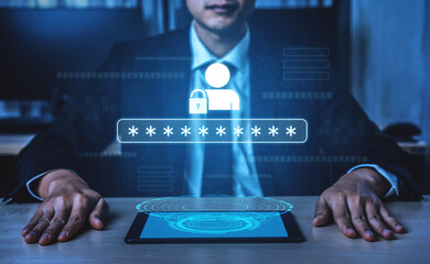 Fototapeta premium User authentication and password protection concept showing secure login, privacy safeguard, data protection, access control, and digital identity verification Vouch