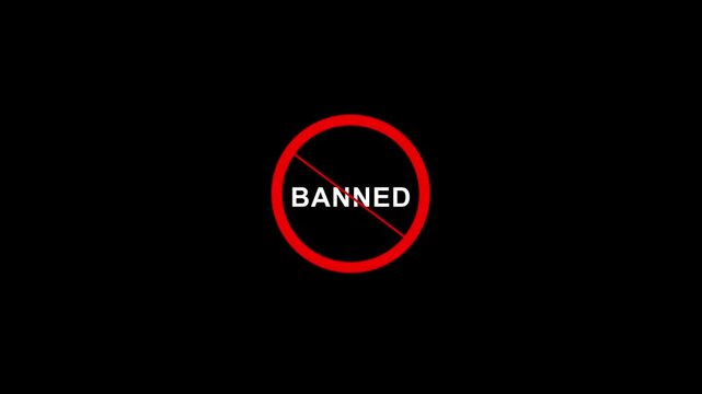 Red stamp Banned business imprint animation white background denied stamp video. Stamp with the text Banned animation stamping. Motion graphics of stop red circle concept