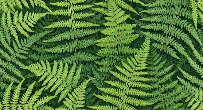 Vibrant green fern leaves texture background