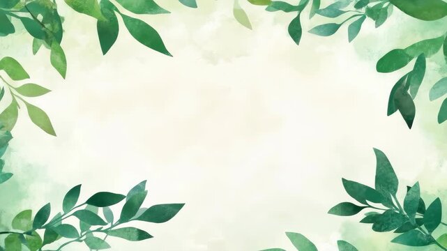 Natural Leafy Frame: A delicate arrangement of vibrant green leaves creates a natural frame, perfect for highlighting content or adding an organic touch. 