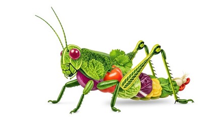 Fototapeta premium Vegetable grasshopper art, healthy food concept
