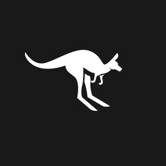 Obraz premium White Kangaroo Silhouette Jumping on Black Background Vector Illustration