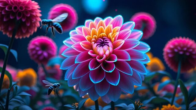 Vibrant Pink Flower in Blooming Garden.