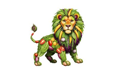 Fototapeta premium Vegetable Lion Creative Food Art, Healthy Eating Concept