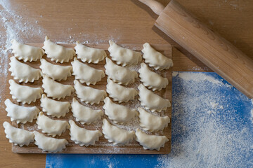 Home cooking: Making traditional Eastern European dumplings.