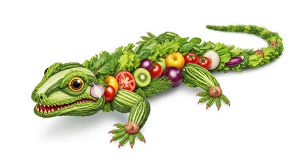 Obraz premium Vegetable Lizard: Healthy Eating Art