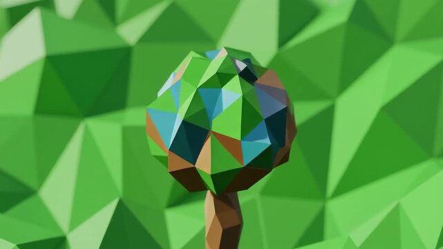 Green Polygonal Tree Background Texture.