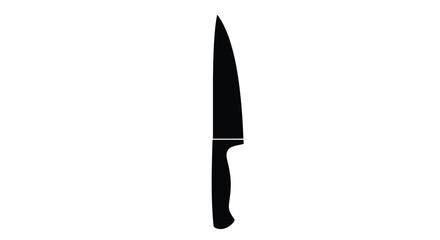 Obraz premium A sleek black chef s knife displayed in stark contrast silhouette