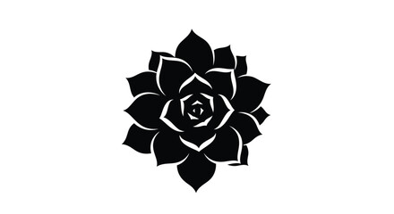A striking black succulent flower design rendered as a silhouette © RASHIDA