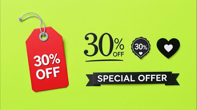 Vector illustration of discount offer badges and retail marketing symbols