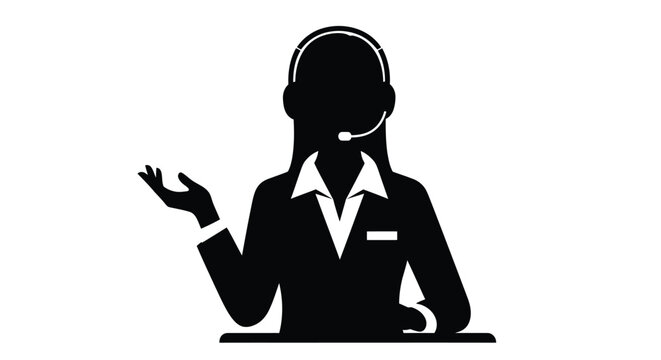 Customer service representative with headset a striking black silhouette