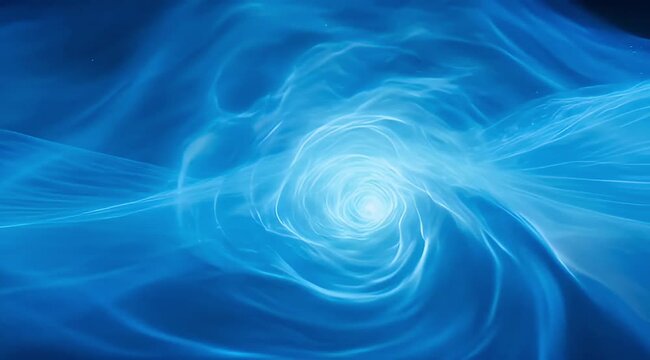 Abstract swirling vortex of blue energy with a bright central light source