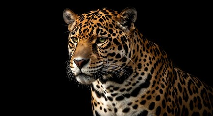 Obraz premium Jaguar Portrait with Black Background Studio.